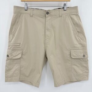 Iron Co. Mens Khaki Tan Cargo Shorts Stretch Cotton Utility Outdoor Size 36